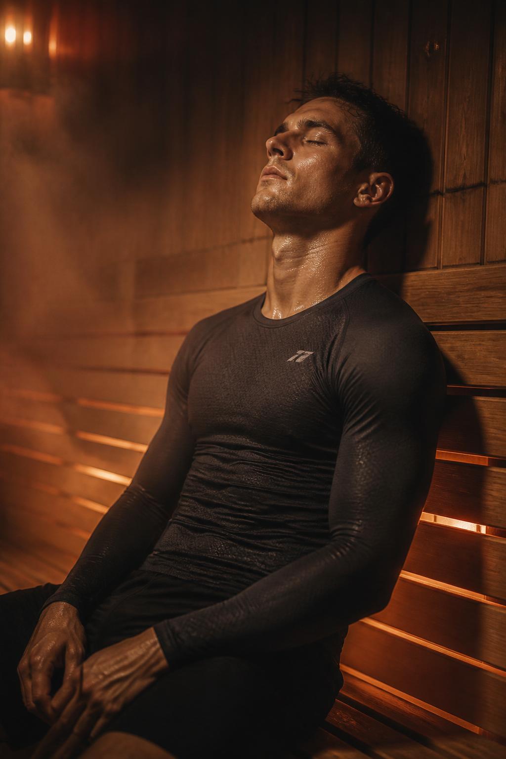Relaxing and unwinding inside the sauna